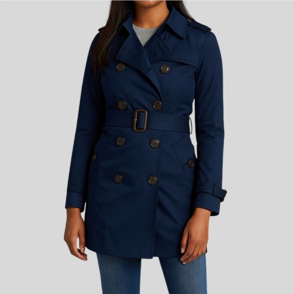 Teenie Weenie Trench Coat Women’s Size Small Medium Navy Belted Teddy Lining - Picture 1 of 16